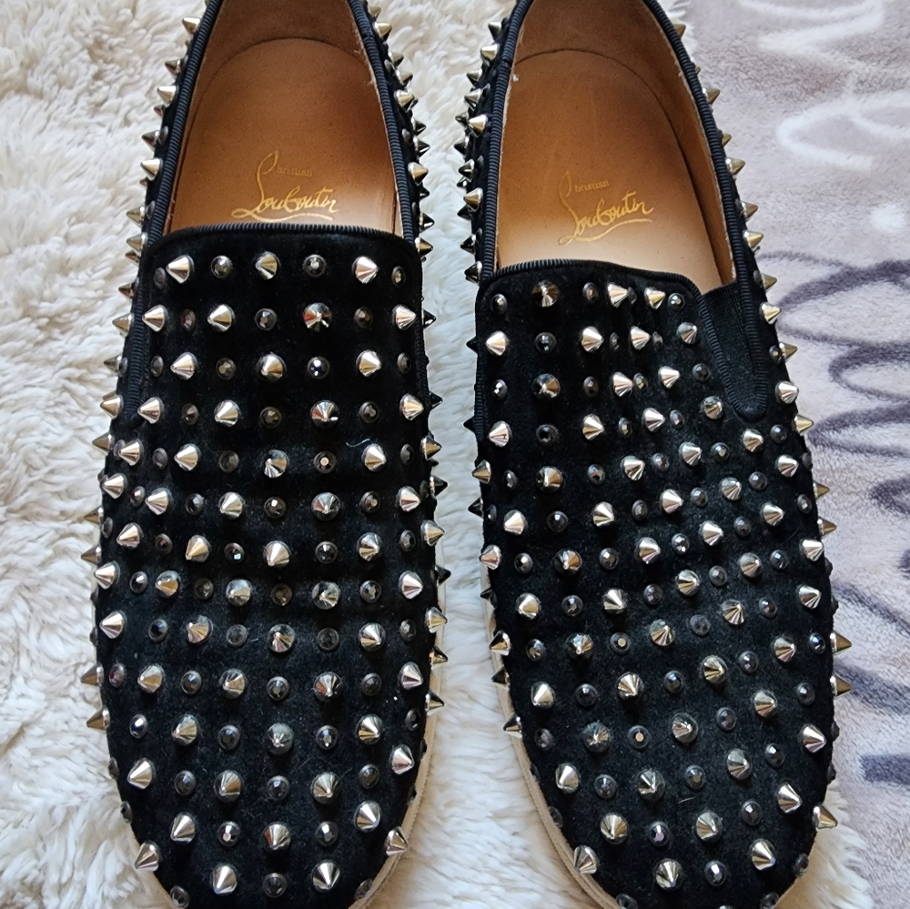 Louboutin (red bottom) Silver Stud shoes